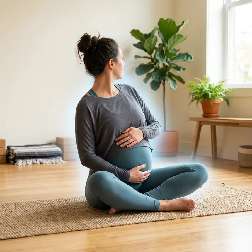 Pregnant woman doing yoga