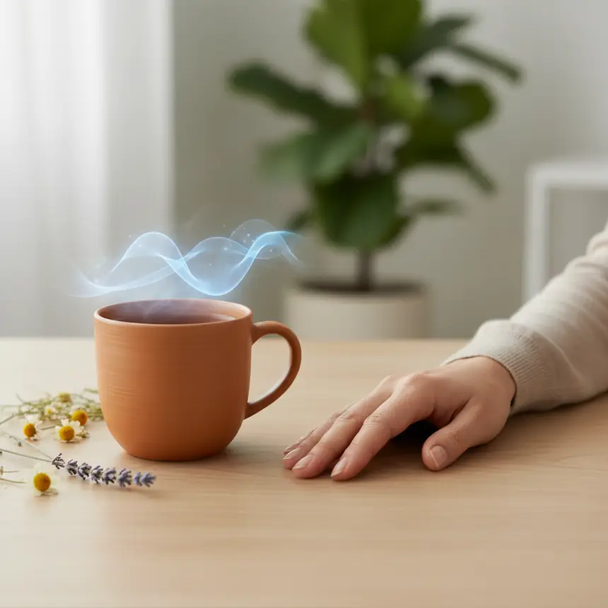 Warm herbal tea, throat soothing