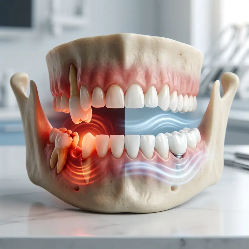 Tooth shifting bone atrophy