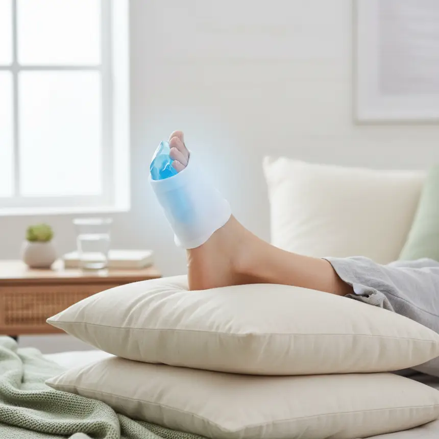 Foot elevation cold compress