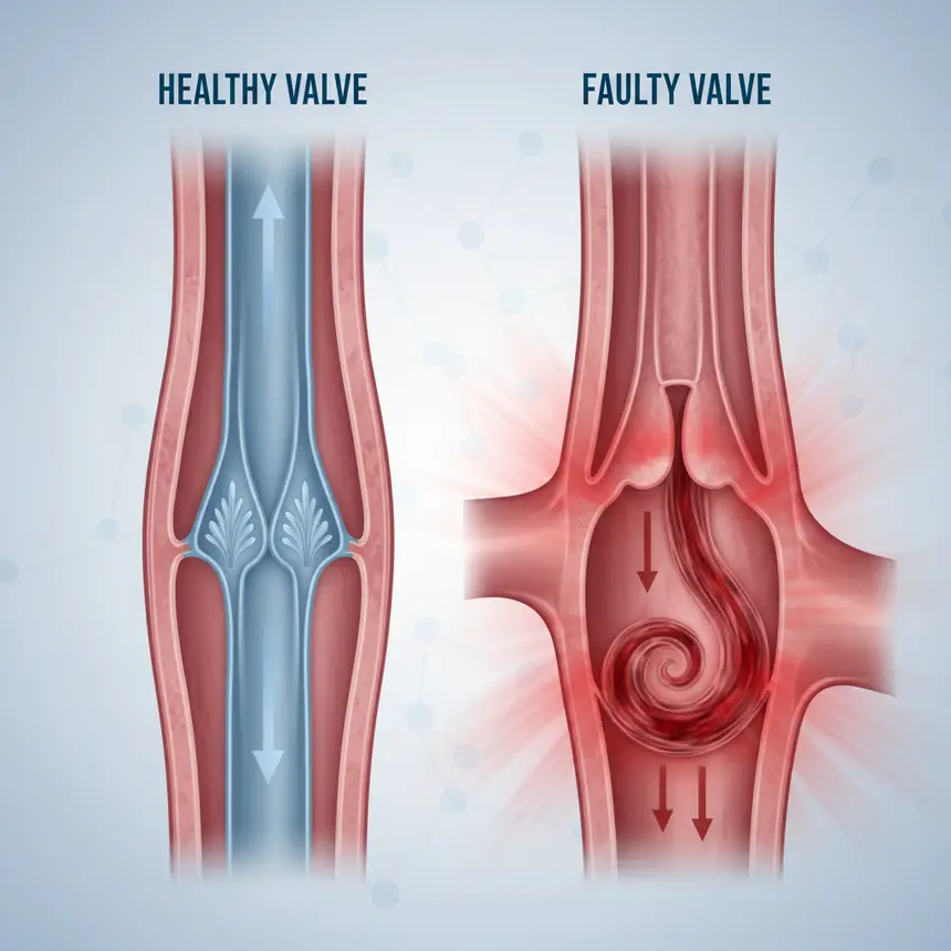 venous valve function, blood circulation