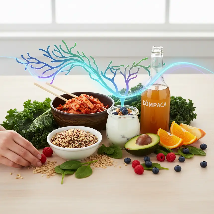 fermented foods, dietary fiber, gut-friendly diet