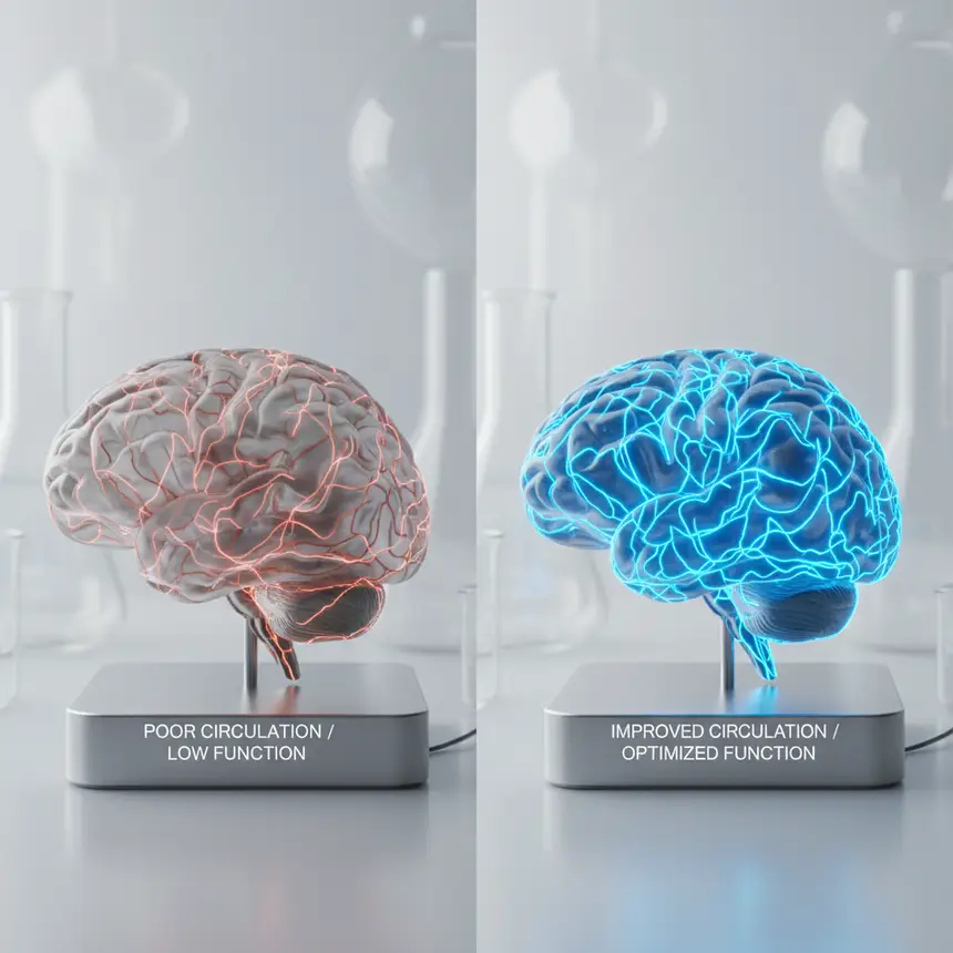 Brain function decline, reduced blood flow, poor sleep