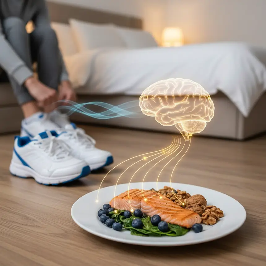 Brain-healthy diet, aerobic exercise, restful sleep environment