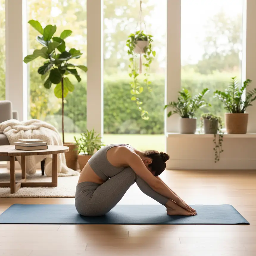 Indoor yoga and plants