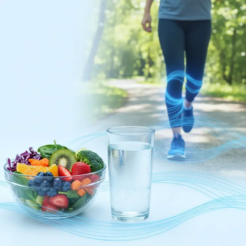 Healthy diet, hydration, exercise