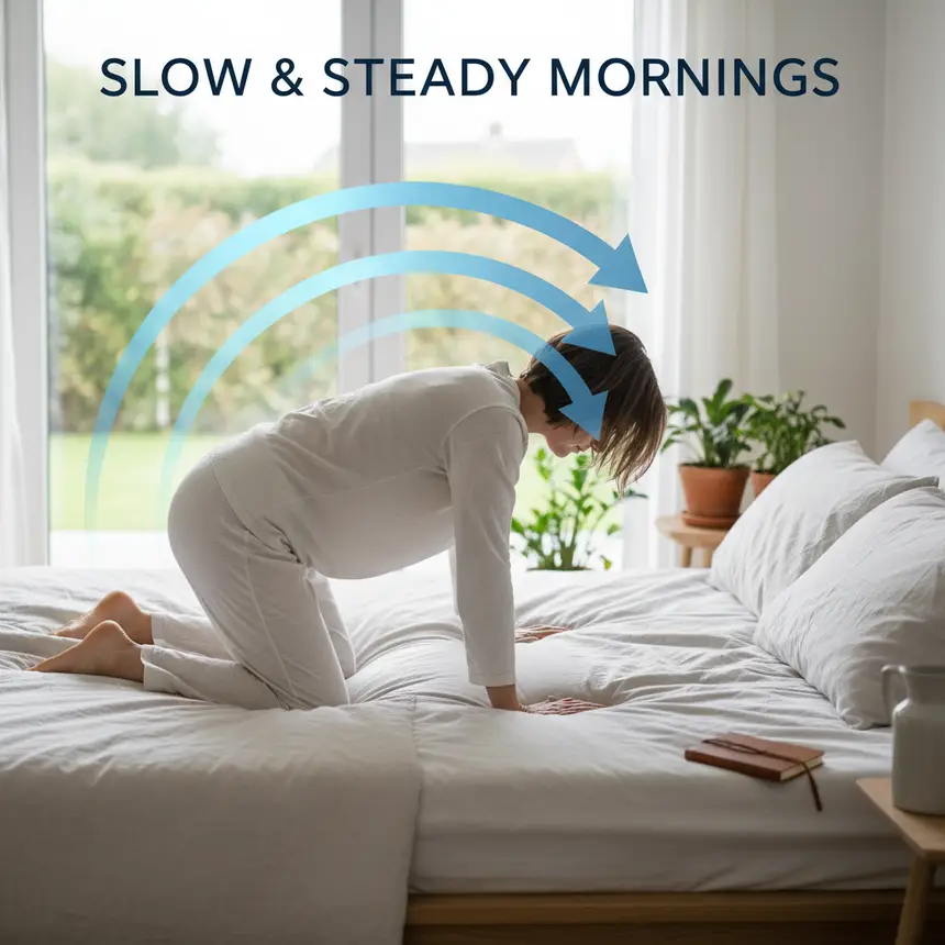 Slow movement arc for rising from bed