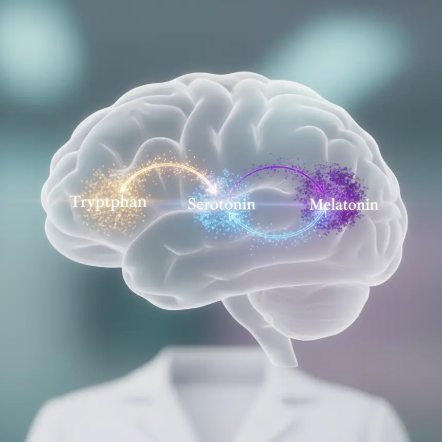tryptophan serotonin melatonin conversion, sleep hormone pathway