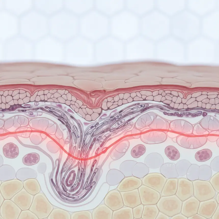 Collagen reduction, skin elasticity loss