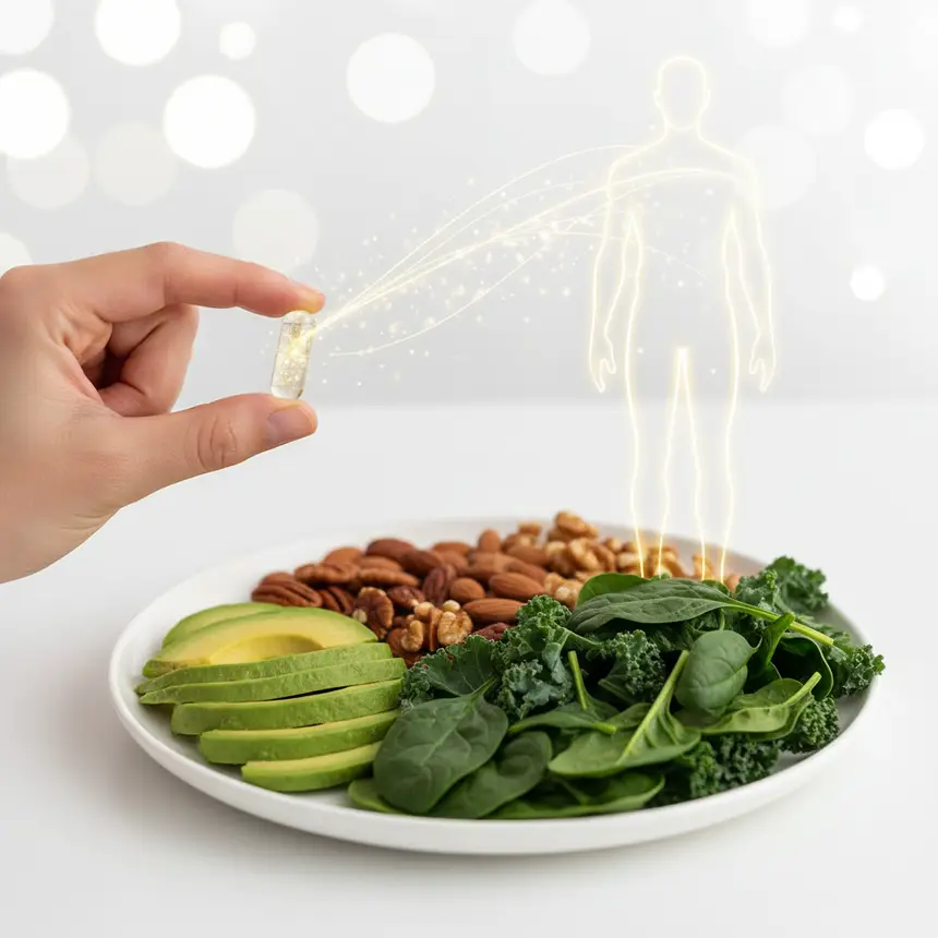 Supplement intake, healthy meal, eye care