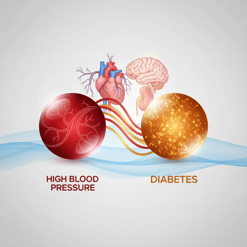 High blood pressure diabetes interaction, chronic condition link