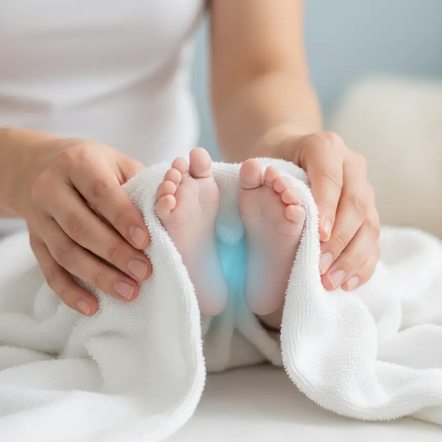 Baby warming feet