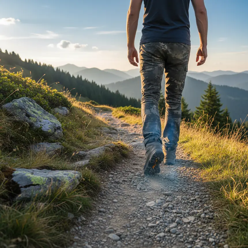 Person walking on trail, health management, vitality