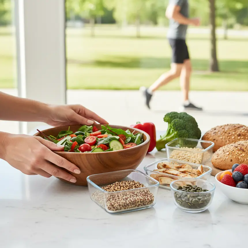 Healthy diet, walking exercise